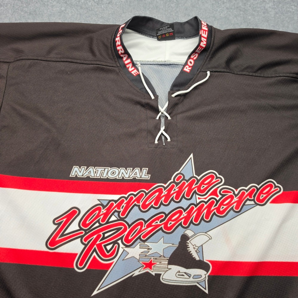 National Lorraine Rosemere Hockey Jersey Mens XX-Large Black Lace Up 71 Canada